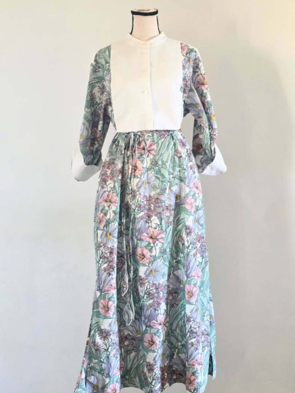 Tory Burch Bib Front Floral Printed Caftan Maxi Dress Size M Cotton